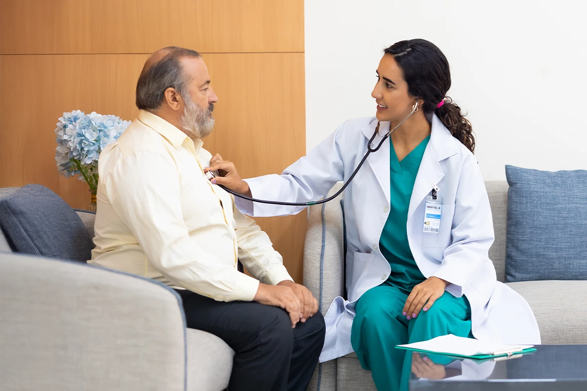 doctor consulting diabetes with risk of heart failure