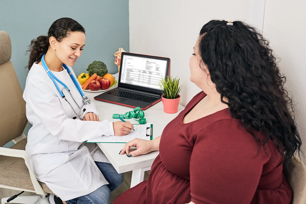 doctor consulting overweight results